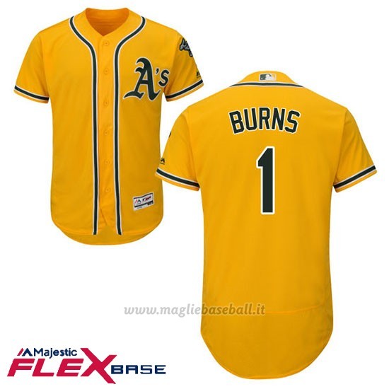 Maglia Baseball Uomo Oakland Athletics Billy Burns Or Autentico Collezione Flex Base Custom
